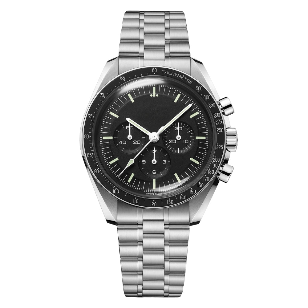 Racing Chrono Pro – Black Dial | Steel Bracelet