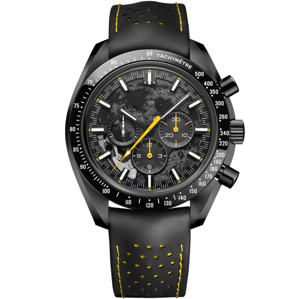 Racing Chrono Pro – Black Dial with Yellow Accents | Perforated Strap