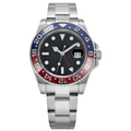 World Explorer GMT 40 – Black Dial | Steel Bracelet & Red-Blue Bezel