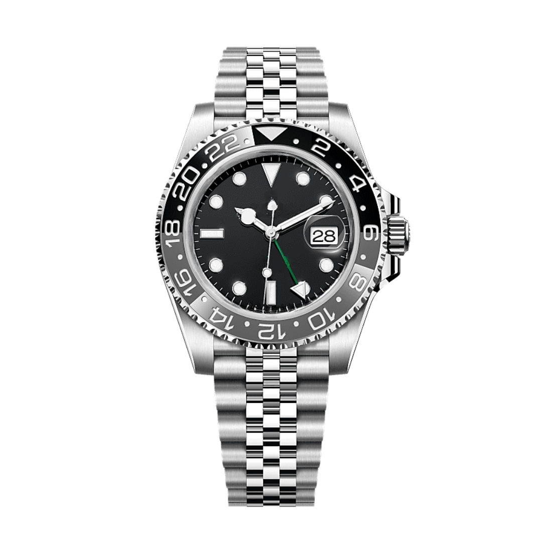 World Explorer GMT 40 – Black & Grey Dial | Stainless Steel Jubilee Bracelet