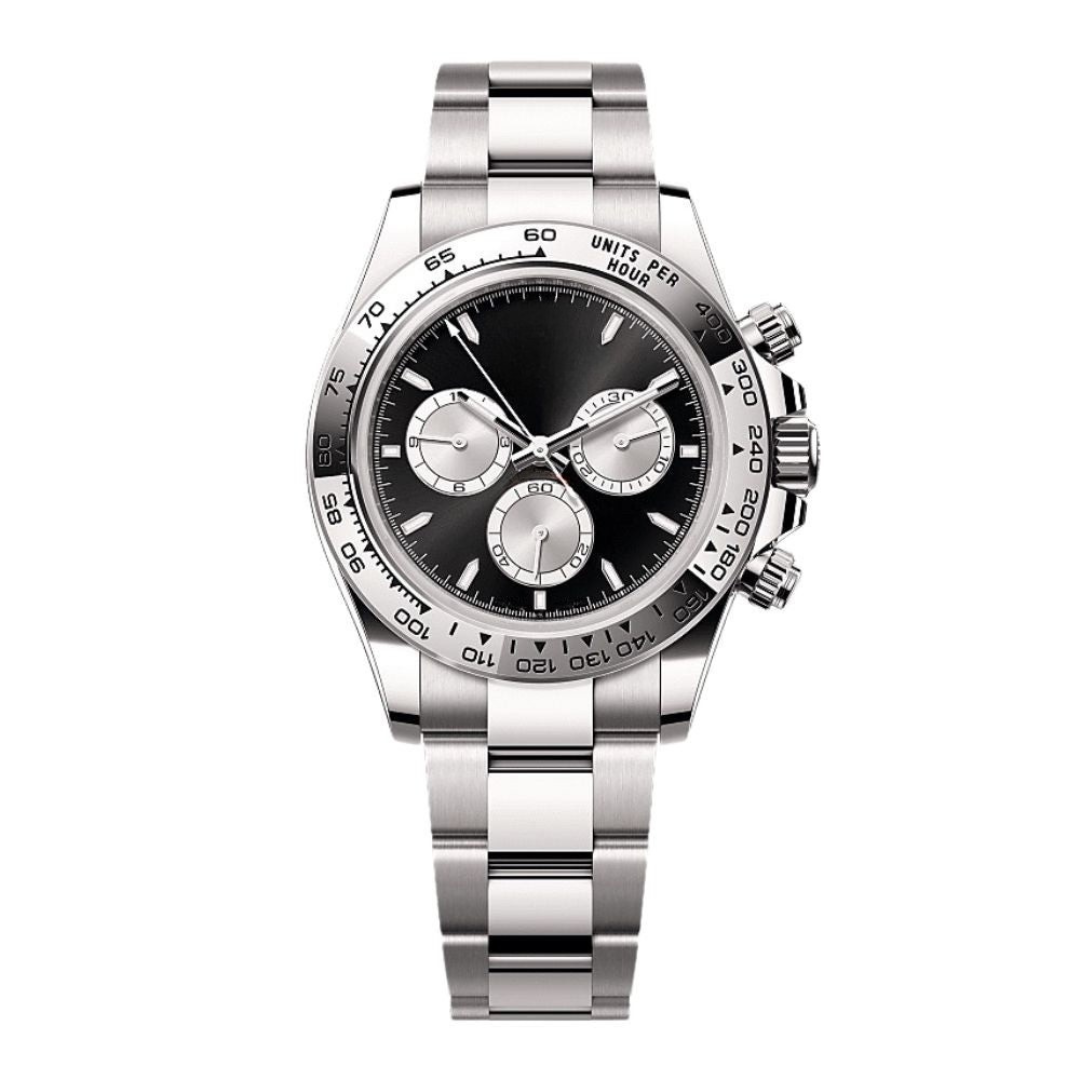 Speed Racing Chrono 40 – Black Dial | Silver Tone Case