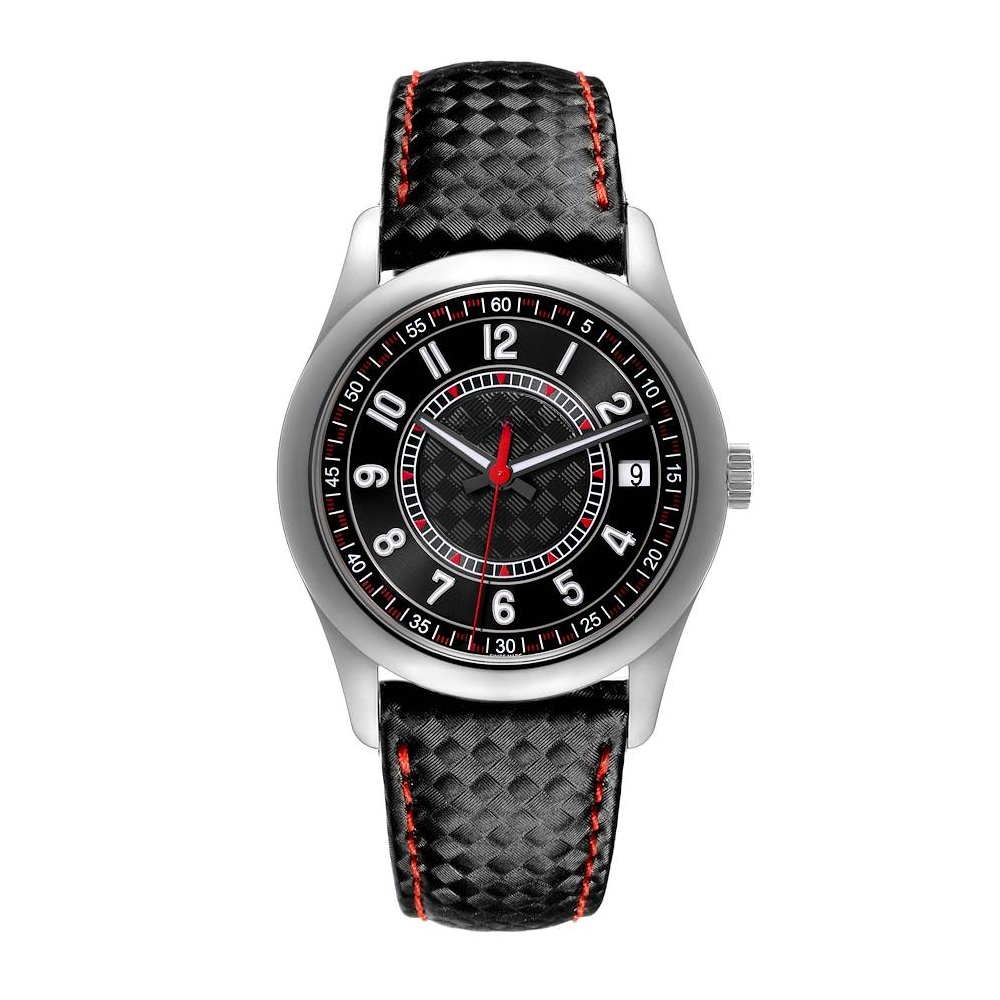 Classic Heritage – Black Dial with Red Accents | Textured Strap